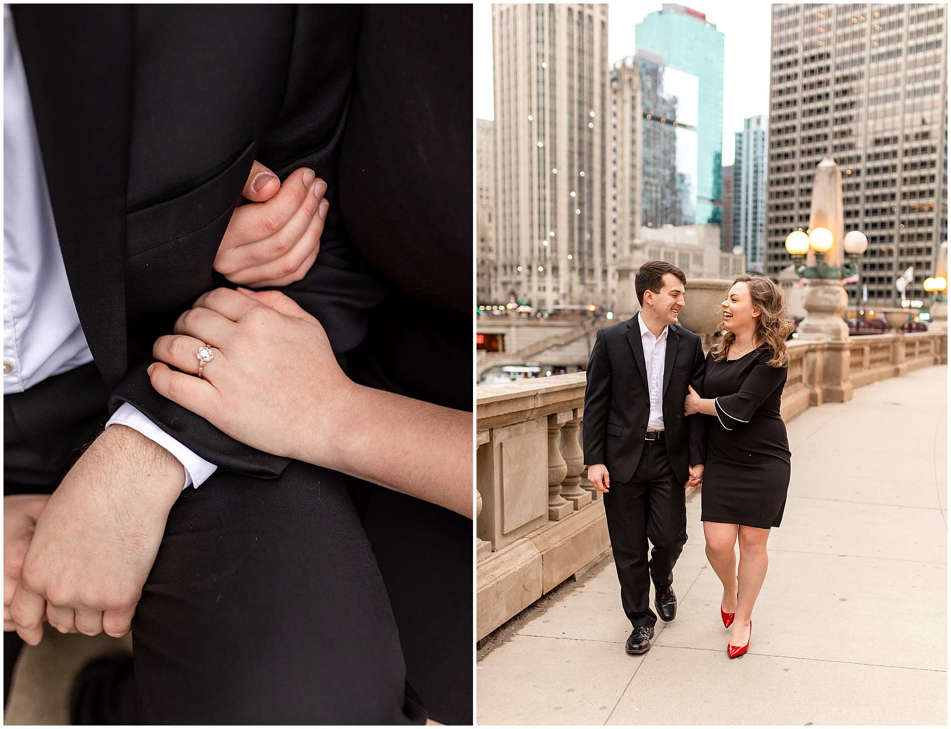 Spring Formal Engagement, Chicago IL Riverwalk Engagement