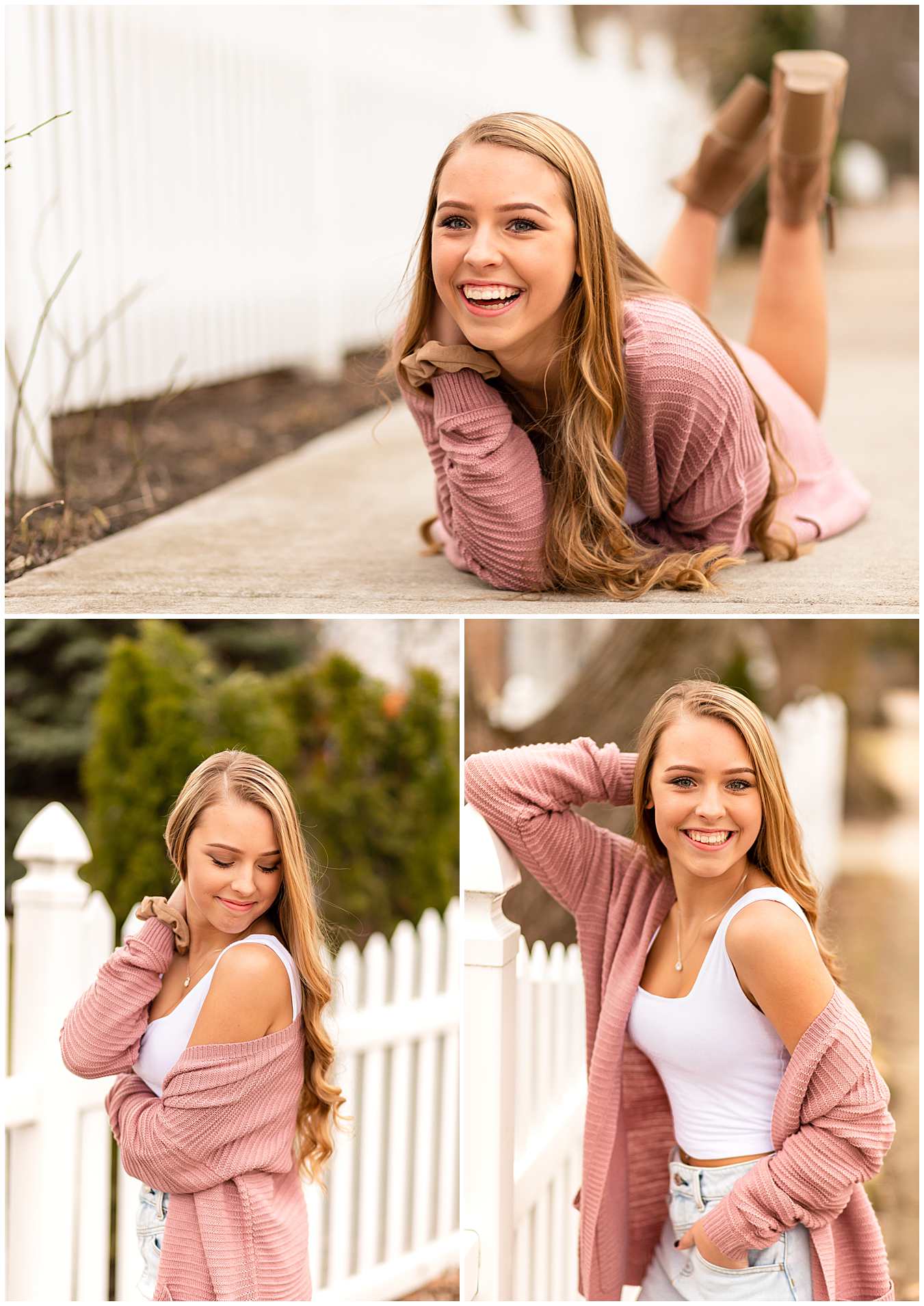 Frankfort Illinois Senior Photos, White Picket Fence Spring Senior Pictures
