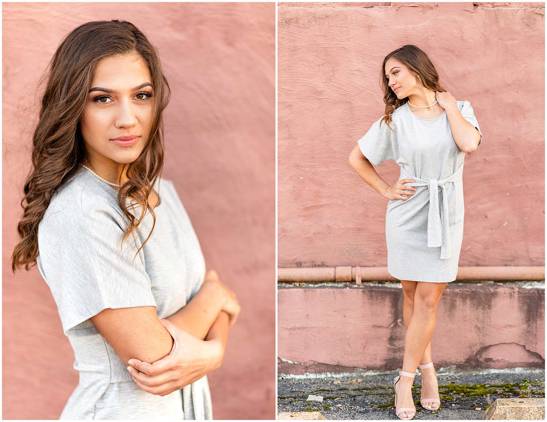 Kankakee Senior Photos with Pink Wall, Downtown Kankakee Illinois Urban Senior Photos