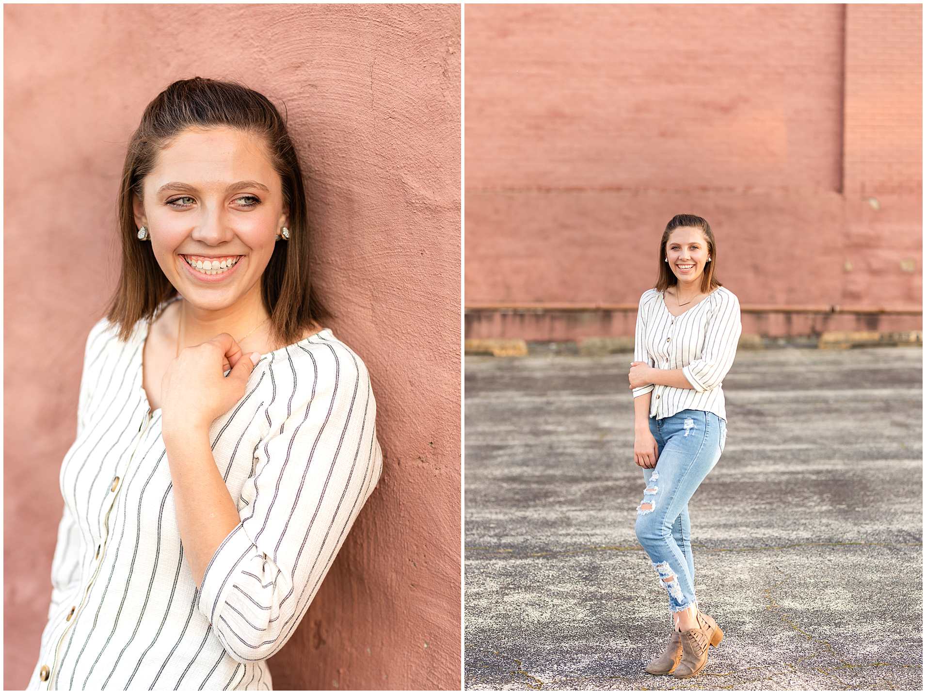 Summer Senior Photos in Kankakee IL, Pink Wall senior photos