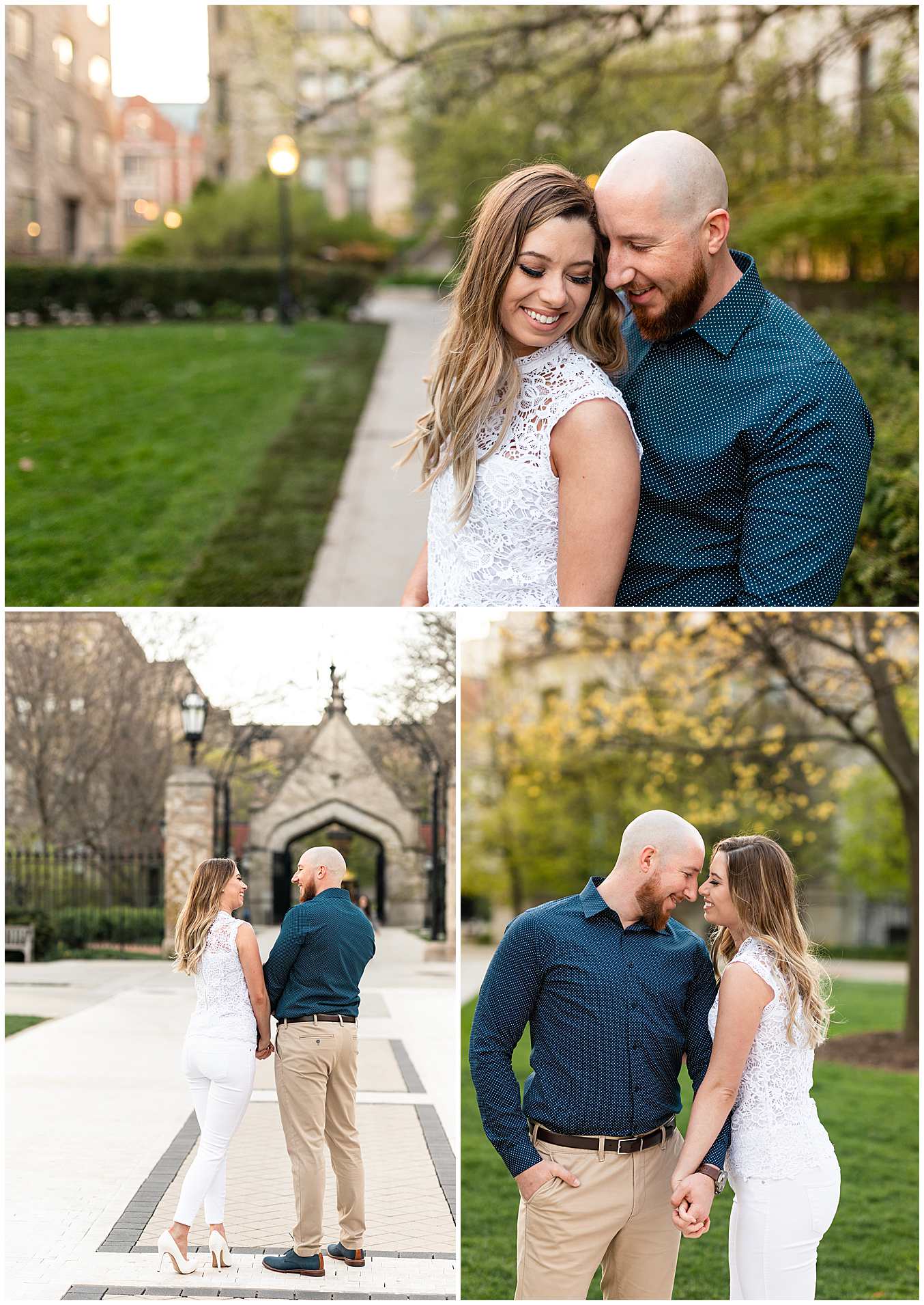 Summer Engagement Photos at the University of Chicago campus in Chicago, Illinois
