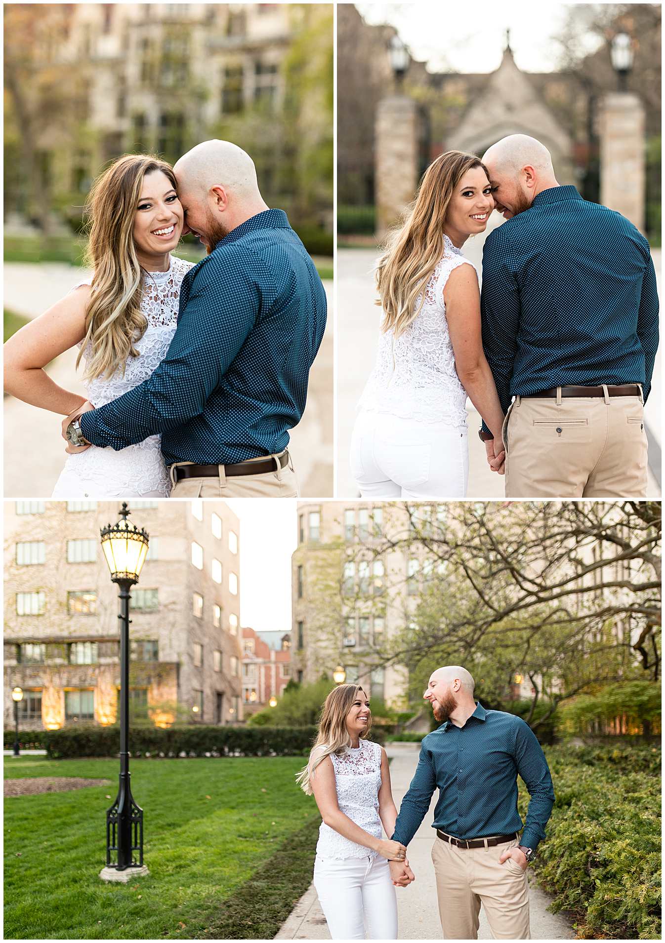 Summer Engagement Photos at the University of Chicago campus in Chicago, Illinois