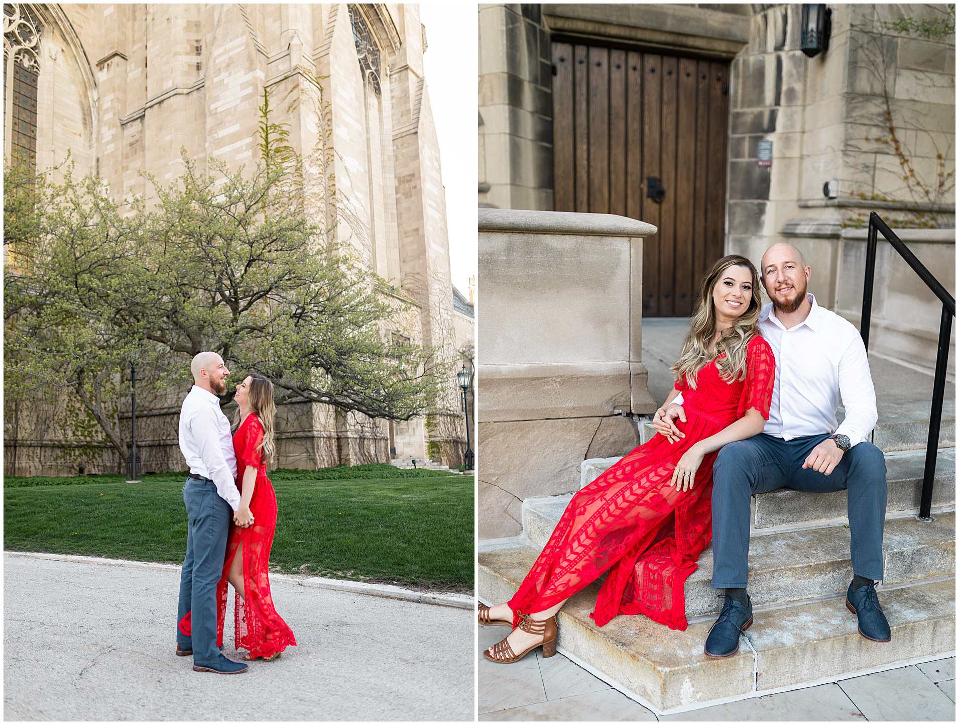 Summer Engagement Photos at the University of Chicago campus in Chicago, Illinois