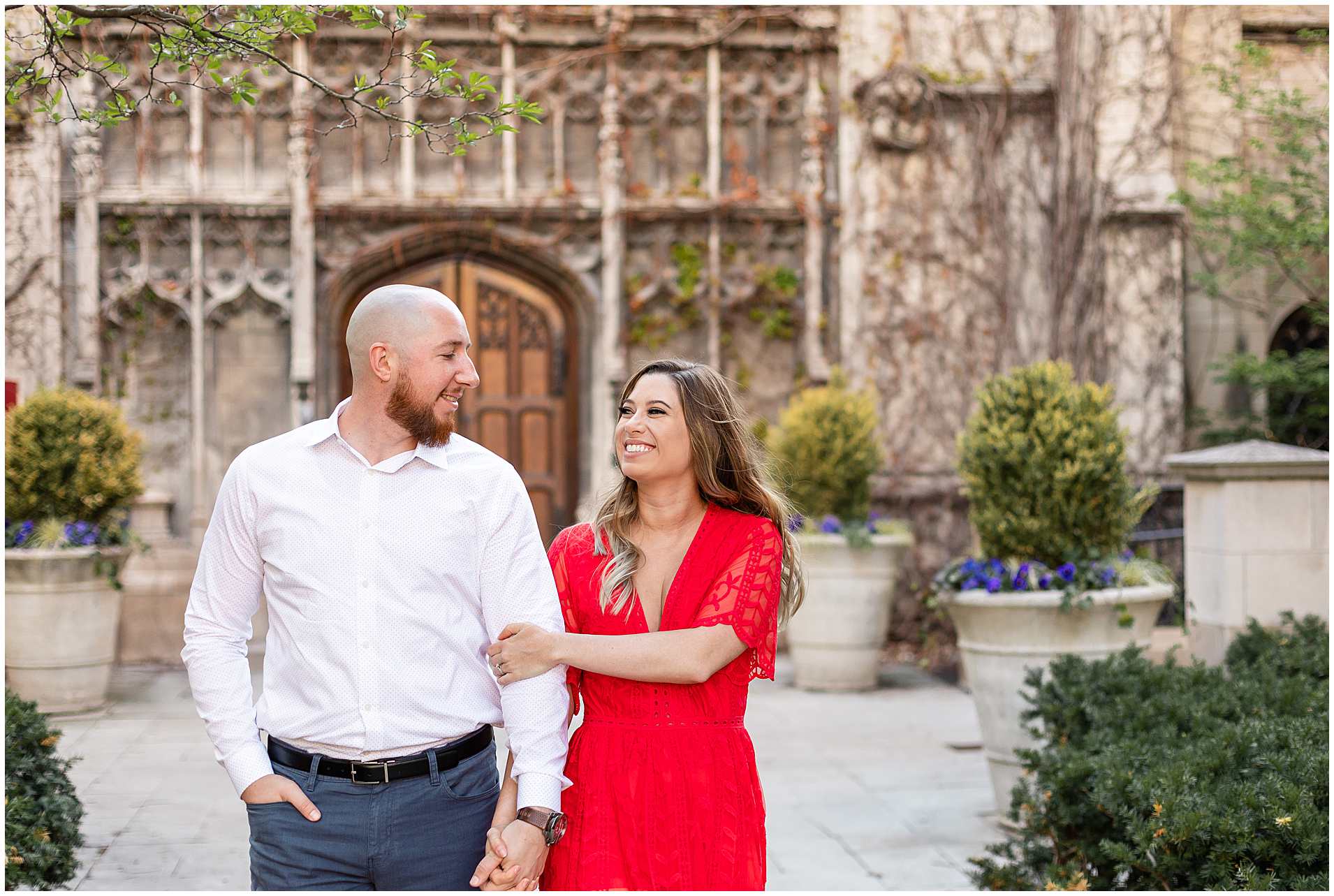 Summer Engagement Photos at the University of Chicago campus in Chicago, Illinois