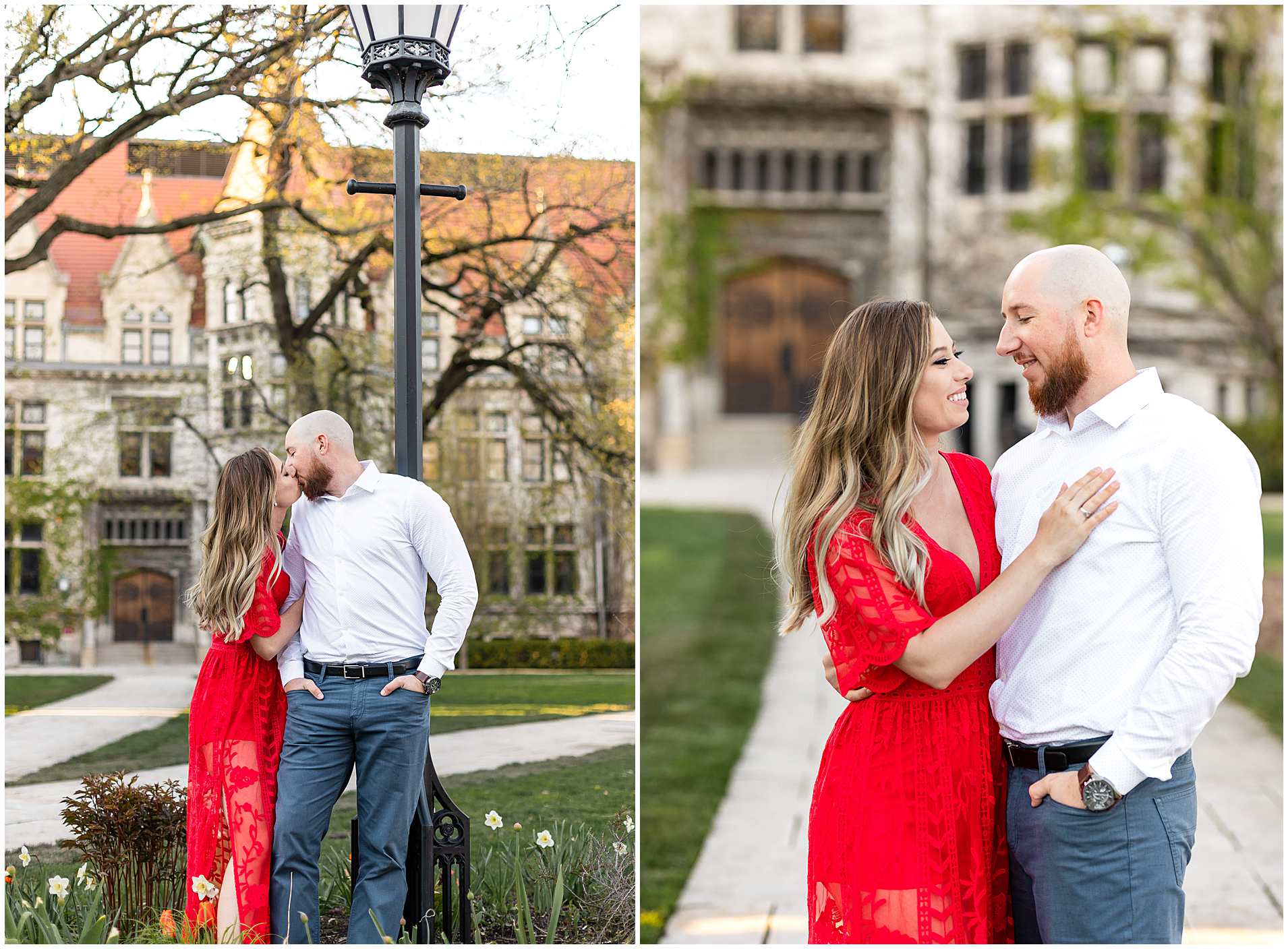 Summer Engagement Photos at the University of Chicago campus in Chicago, Illinois