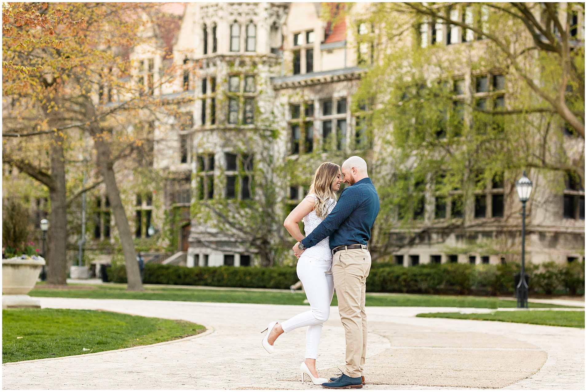 Summer Engagement Photos at the University of Chicago campus in Chicago, Illinois