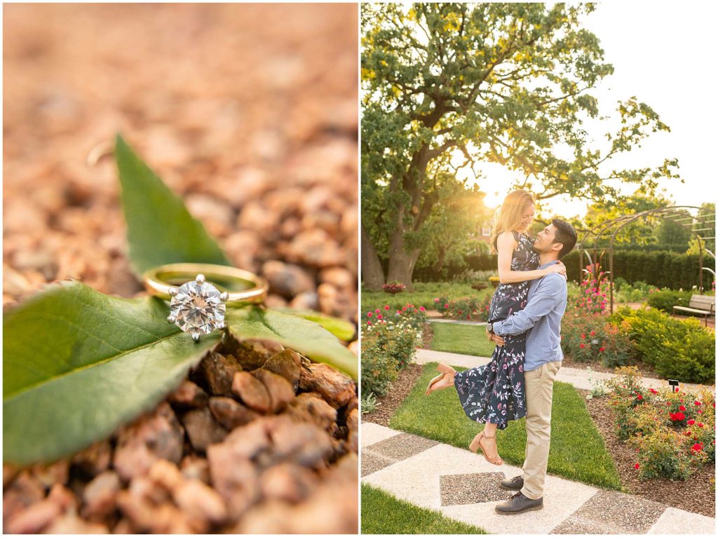 Cantigny Park Engagement Photos at sunset