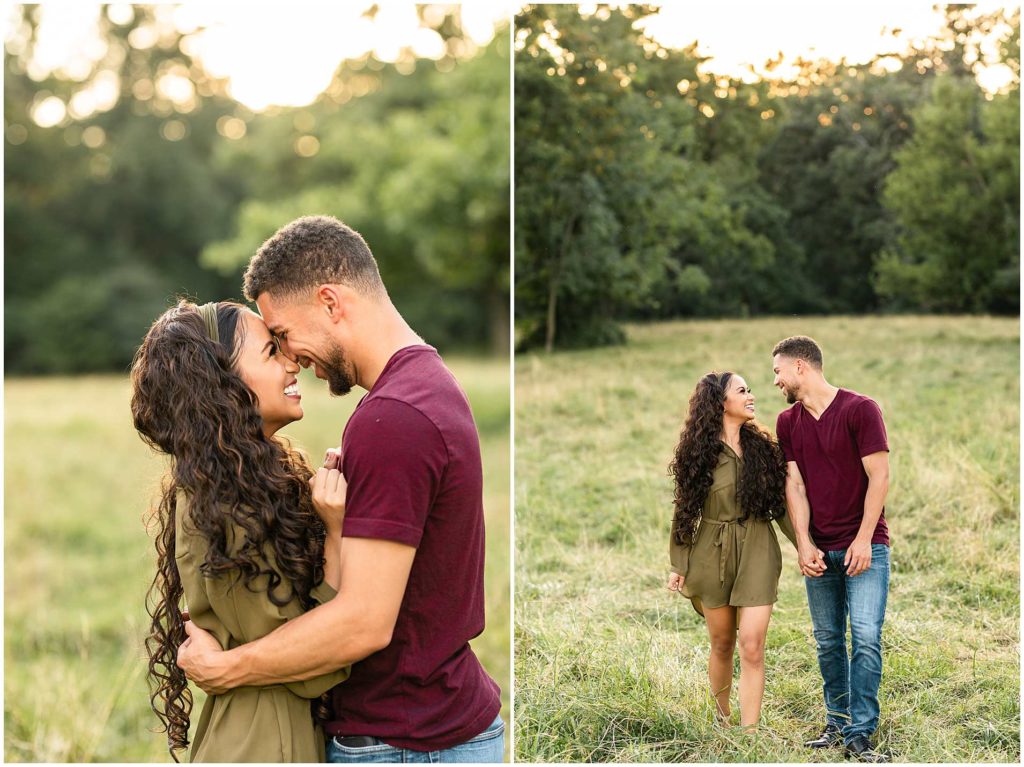 Engagement Couple poses on Kankakee County Farm