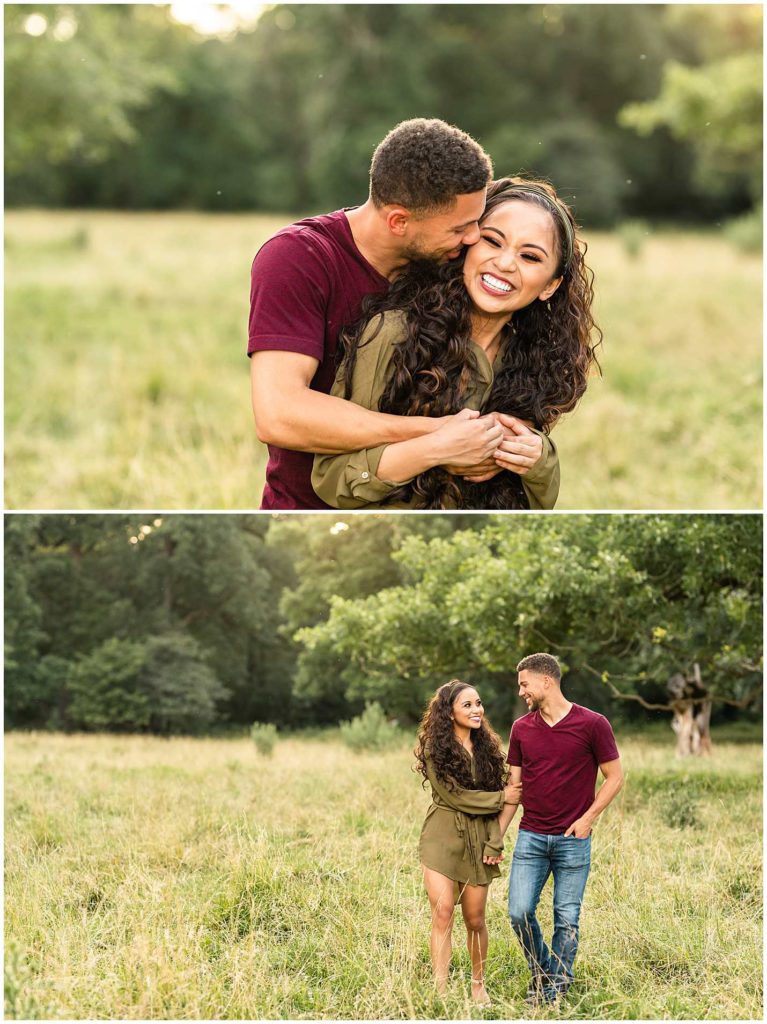 Engagement Couple poses on Kankakee County Farm