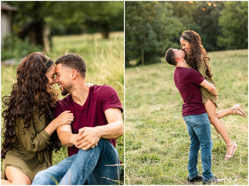 Engagement Couple poses on Kankakee County Farm