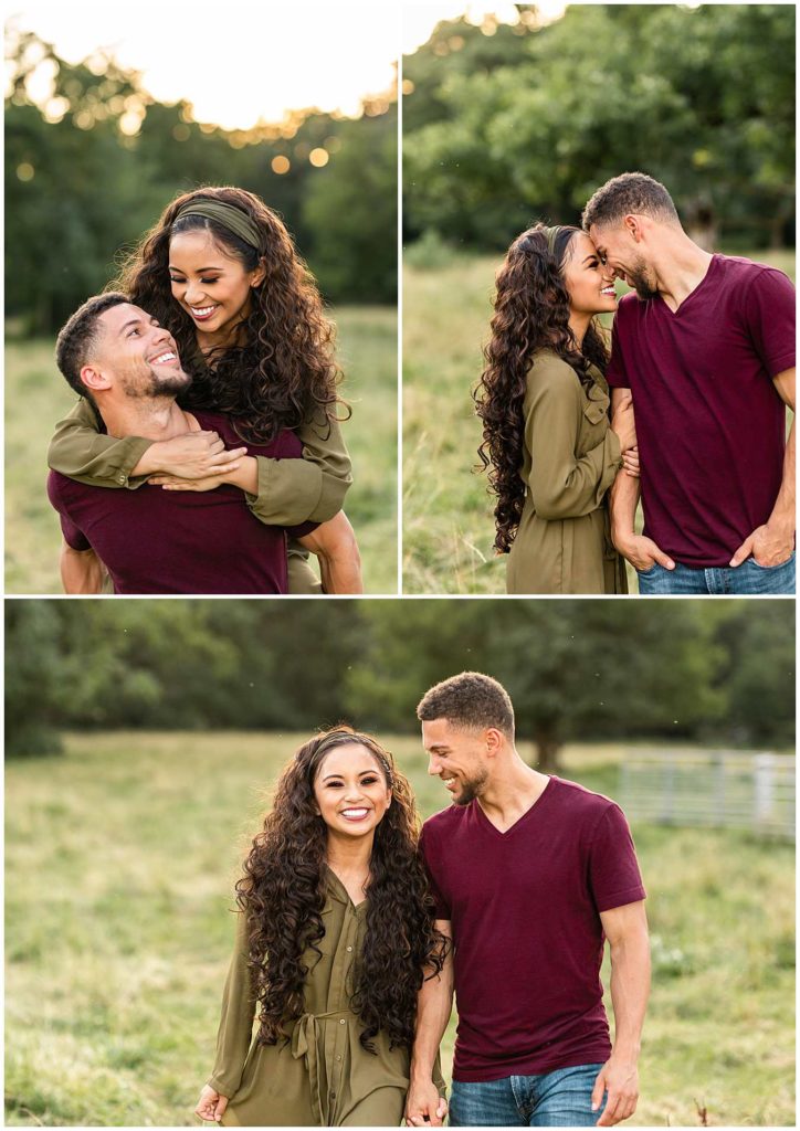 Engagement Couple poses on Kankakee County Farm