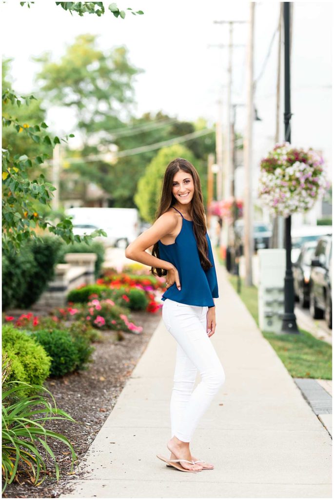 Urban Senior Photos with Flowers in Illinois