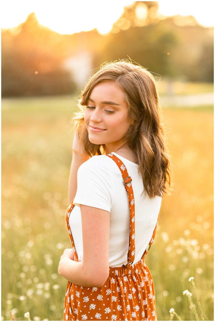 Summer Senior Photo poses with Sunset in Reedsburg Wisconsin