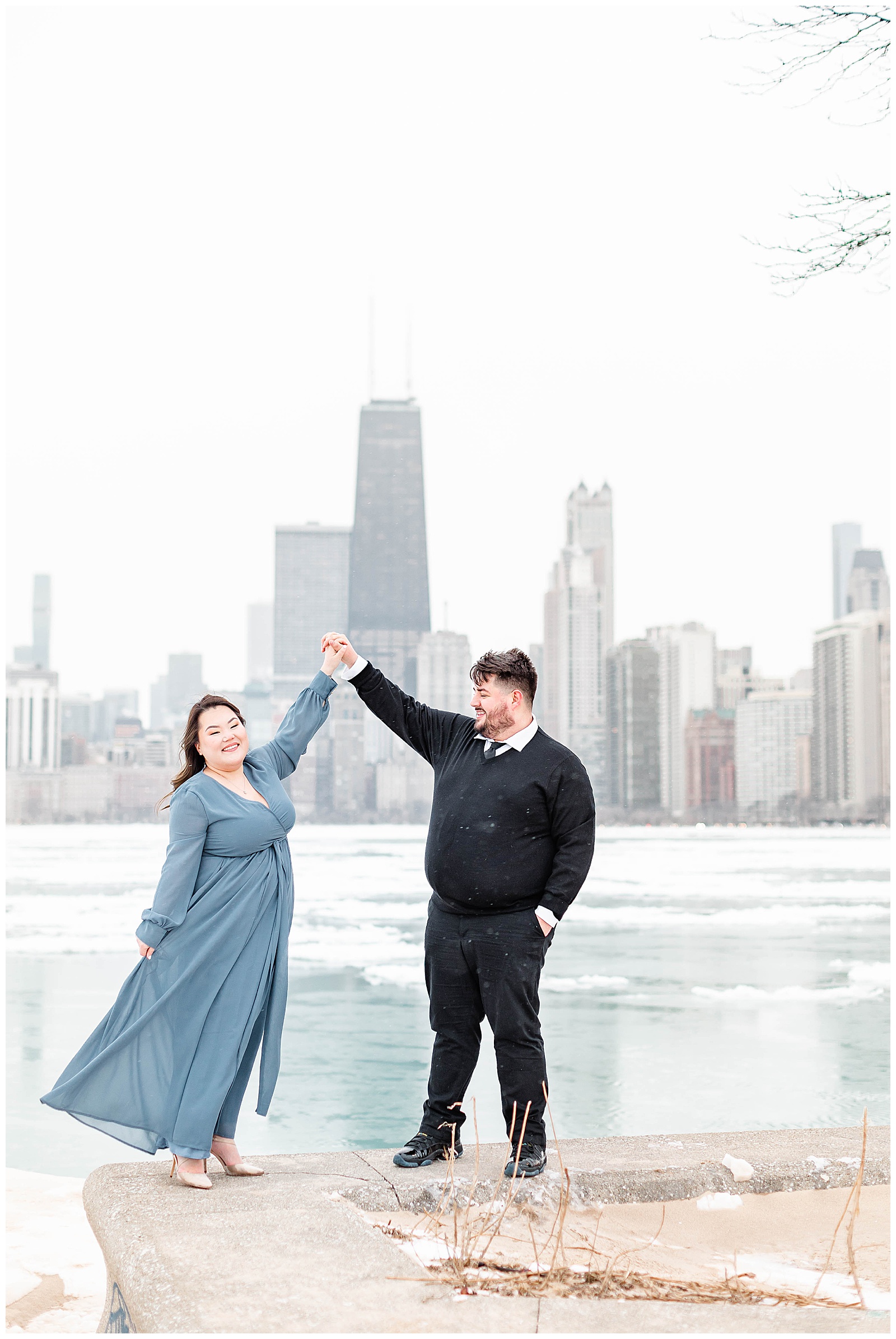 North Avenue Beach Winter Engagement Photos