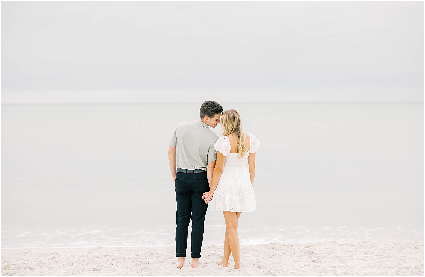 beach engagement photo on naples beach